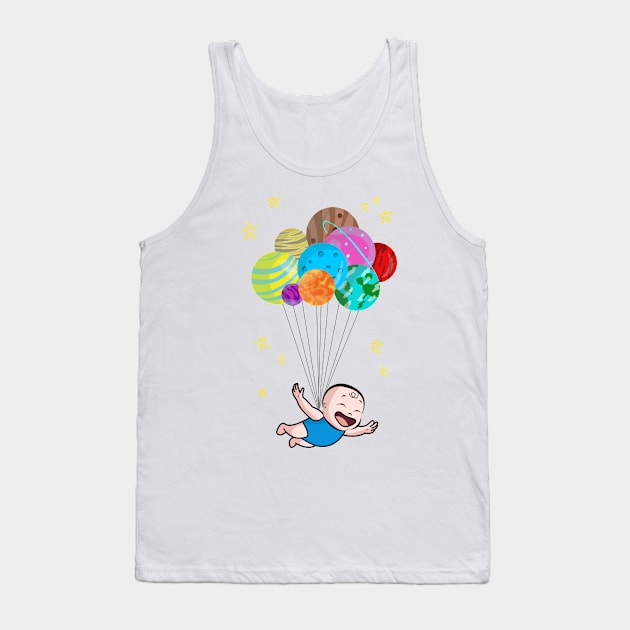 Cute Smiling Baby Boy Future Astronaut And Planets Tank Top by 4U2NV-LDN